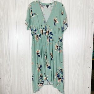 Torrid | Green Floral Midi Challis Shirt Dress Size 2X